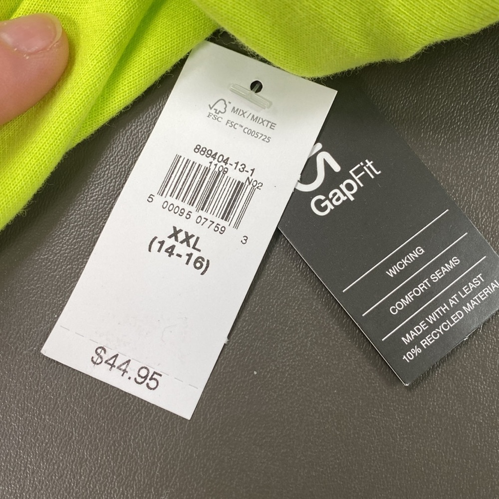 NWT Neon Yellow/ Green Youth XXL 14-16 Gap Fit Zip Up Jacket - Picture 2 of 7